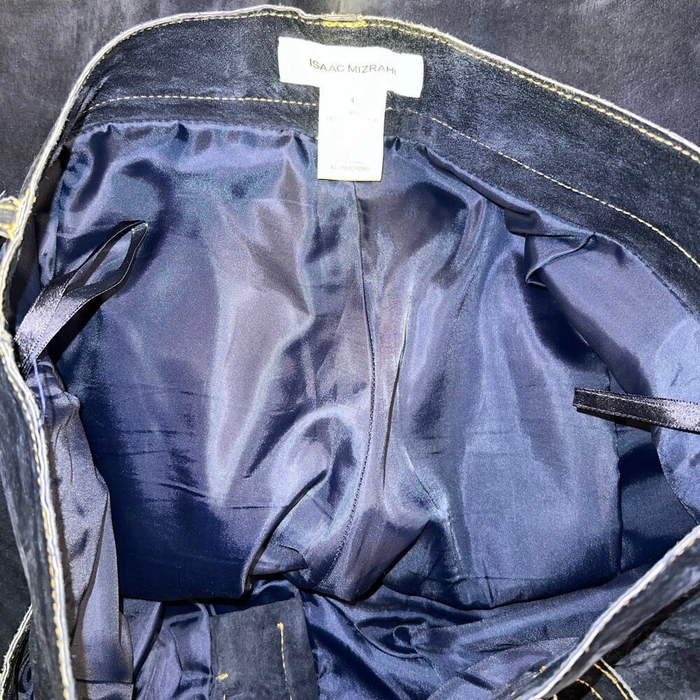 Isaac Mizrahi for Target Navy Blue Suede Leather Jeans Pants Size 4 - Picture 9 of 12